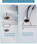 Swivel Aerator Faucet Adapter Kit For Garden Hose Connect Kitchen Sink To Hose With 3/4 Inch Standard Male Thread Multi-Thread Chrome Finish No-Fuss Leak-Free Setup For Any Garden Hose, 23.5-24mm inner and 21.5-22mm outer thread size guide