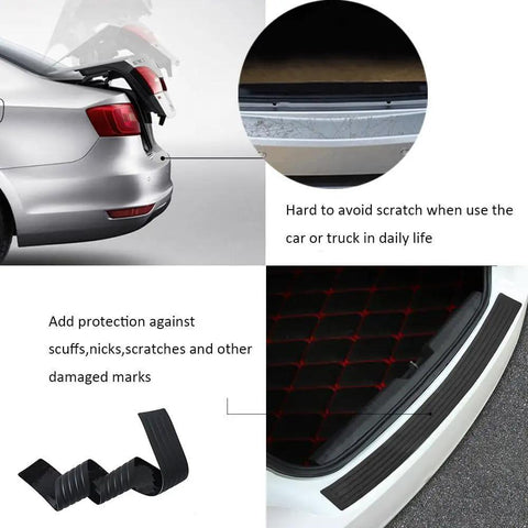 Heavy Duty Tailgate Saver And Rear Kickplate Defender Flex Tread Guard Shields on car preventing scratches and scuffs.