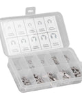 120 Piece E Clip Circlip Retaining Ring Set In 304 Stainless Steel For Shafts Gears And Pulleys With Storage Box M1.5 To M10 displayed in box