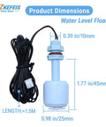 Plug And Play Water Level Float Switch For Commercial Ice Machines No Fuss Quick Install Universal Two Line Sensor Replacement For Ice Makers Food Grade PP Material 12 Volts, 1.5m cable