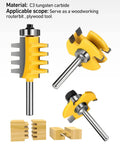 One Quarter Inch Shank Tongue And Groove Router Bits Set And Reversible Finger Joint Router Bit Three Pack Pro Grade