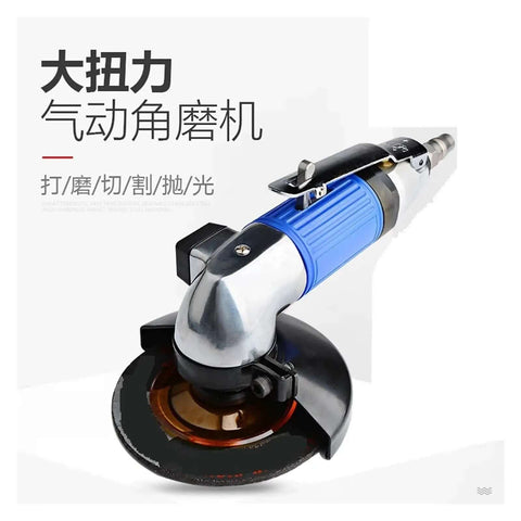 ProGrade Pneumatic Angle Grinder With Heavy Torque And Adjustable Power Dial compact tool with blue grip for precision grinding.