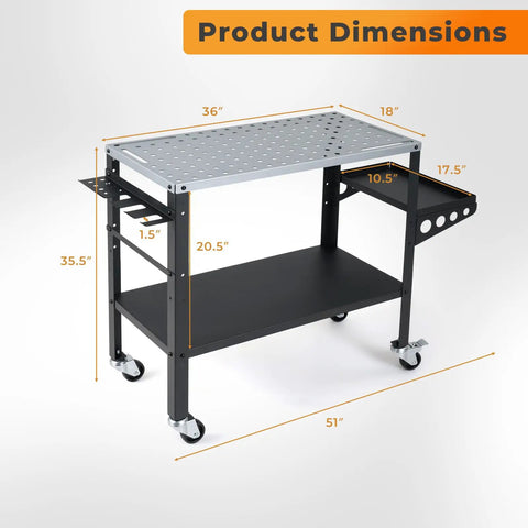 Built Tough Rolling Welding Table With 1200 Pound Support Go Wherever You Want Heavy Duty Metal Workbench Offering Heat Resistant Plate Rapid Clamping Slots Integrated Tool Shelf For Badass Garage Project Crews