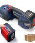 Heavy Duty Electric Strapping Tool Tensioner Cutter Binder For 1/2 To 5/8 Inch Steel Plastic Bands dual batteries with display.