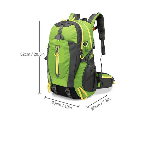 40L Water Resistant Travel Backpack For Camping And Hiking, Everyday Daypack And Trekking Bag For Outdoor Adventures, Weekend Ready Heavy Duty Rugged