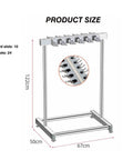 Heavy Duty Stainless Steel Mop And Broom Holder Rack Removable Organizer dimensions with card slots and hooks visible