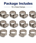 10 Pack Adjustable Stainless Hose Clamps Heavy Duty T-Bolt Worm Drive Kit For Radiator Fuel Line HVAC Plumbing 304 Grade Rust Resistant Corrosion Proof Metal Pipe Fittings Ultimate Gotta Have Tool, 10 clamps