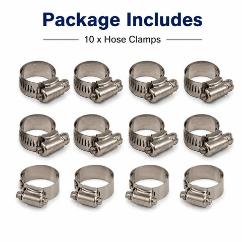 10 Pack Adjustable Stainless Hose Clamps Heavy Duty T-Bolt Worm Drive Kit For Radiator Fuel Line HVAC Plumbing 304 Grade Rust Resistant Corrosion Proof Metal Pipe Fittings Ultimate Gotta Have Tool, 10 clamps