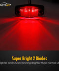 Amber And Red Universal Trailer Side Marker Lights With Smoked Lens, Surface Mount, 2 Diodes illuminated in dark setting