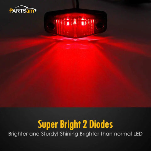 Amber And Red Universal Trailer Side Marker Lights With Smoked Lens, Surface Mount, 2 Diodes illuminated in dark setting