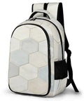Neutral Marble Hexagon Tile Texture Printed Unisex Backpack With Large Capacity For Daily Use Durable Polyester Daypack