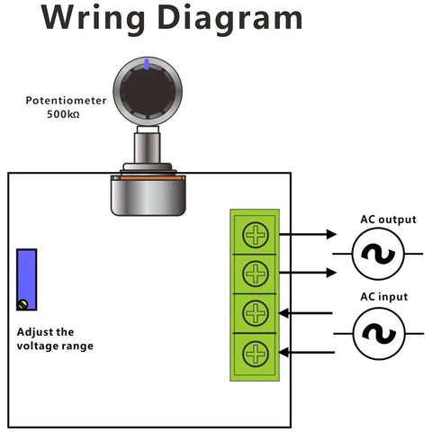 Wiring diagram for Badass 5 Piece Ac Motor Speed Controller Set Handles Up To 220V And 2000W Loads showing potentiometer and connections.