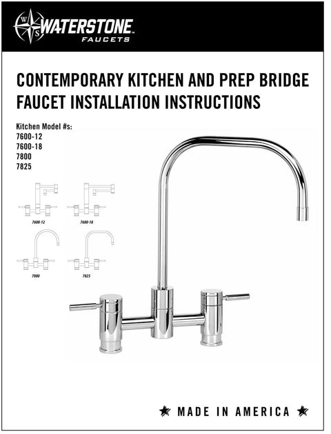 Installation instructions for Badass Matte Antique Copper Bridge Faucet 4 Piece Kitchen Sink Set with swivel handles.