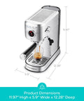 20 Bar Espresso Machine With Flashheat Technology Upgraded Stainless Steel Pro Grade Coffee Maker Silver front view