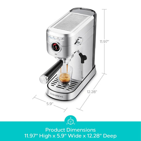 20 Bar Espresso Machine With Flashheat Technology Upgraded Stainless Steel Pro Grade Coffee Maker Silver front view