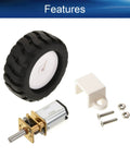 N20 Mini Gear Motor DC 6V 50RPM With D Shaft Fixed Frame Coupling Nut And Plastic Wheel components
