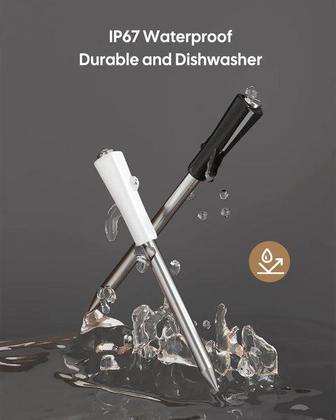 Wireless Meat Thermometer With Dual Probes For Grilling And Smoking Bluetooth 5.4 And WiFi 5G Connection, black and white probes
