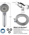 High Pressure Handheld Shower Head With 6 Settings Including Rain Massage Spa Spray Mode And Pause Mode On Off Switch 60 Inch Hose