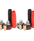 Thonlai 12Pc Welding Cable Connector Set With Quick Fit Plug And Socket For Heavy Duty Power Supply Kits featuring red and black connectors.