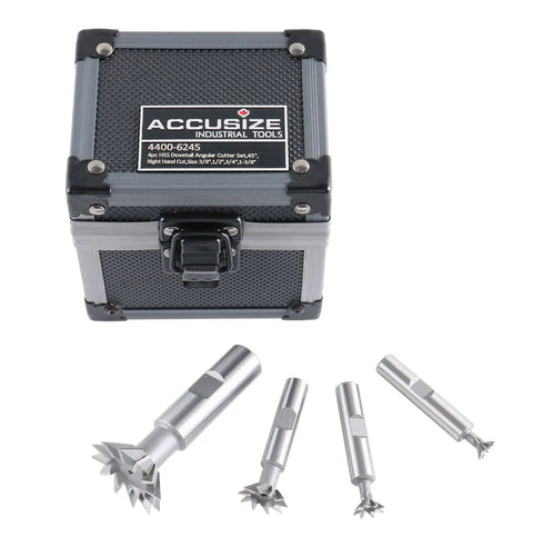 4-Piece 45 Degree HSS Dovetail Angular Cutter Set Right Hand Weldon Shank For CNC And Manual Milling with aluminum case