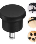 Close-up of Six Pack Heavy Duty Chair Glides For Desk Chairs And Furniture Legs Black Iron And PP Materials with floor use examples.