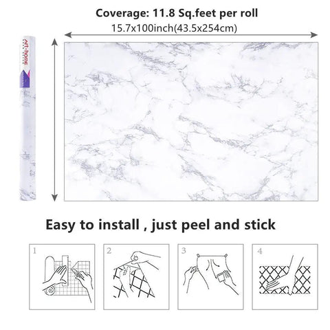 White Marble Peel And Stick Contact Paper Self Adhesive Wallpaper dimensions and installation guide