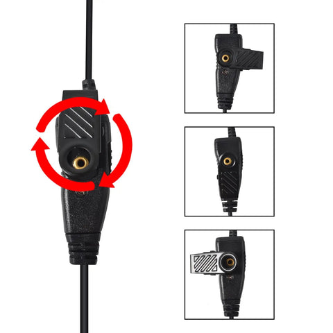 Universal Ham Radio Earpiece Adapter Cable With 2 Pin K Type To 3.5mm Female Plug Built In Microphone And PTT connector view