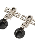Concealed Hydraulic Glass Hinge Set For Cabinets With Soft Close, Cold Rolled Steel And Brushed Finish, 2 pack shown flat