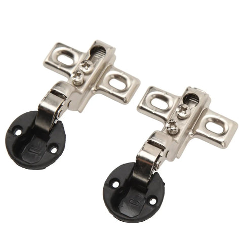 Concealed Hydraulic Glass Hinge Set For Cabinets With Soft Close, Cold Rolled Steel And Brushed Finish, 2 pack shown flat