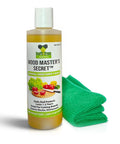 No Nonsense Cutting Board Oil With Conditioner And Sealer For Wood Surfaces, Food Safe And Non Toxic, 8 oz bottle next to green cloth