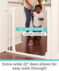 36 Inch Tall Auto Close Baby Gate With Door For Doorways Pressure Mounted Fits 29.75 To 40.5 Inch Openings White Swing Gate