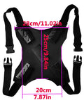 Black Sword Sheath Back Strap With Over The Back Harness For Samurai Cosplay, Durable PVC Sword Belt with measurements shown