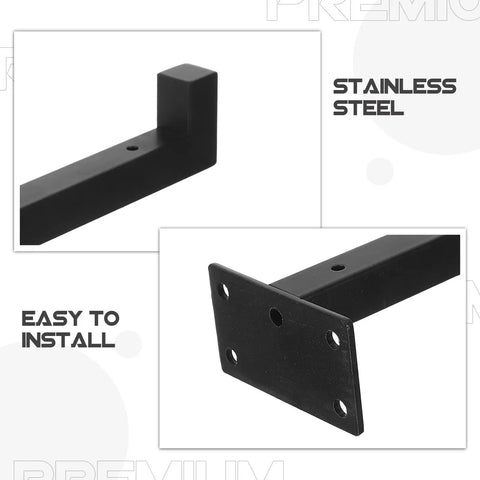 L Shaped Shelf Bracket Set With Stainless Steel Build And Screws for sturdy wall mount shelves shown in black detail