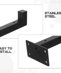 Heavy Duty L Shaped Stainless Steel Shelf Brackets With Screws showing close-up of black stainless steel material