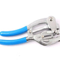 Hand Held Power Punch And Sheet Metal Hole Punch Kit with chrome vanadium steel, blue handles, ideal for DIY metalworking repairs.