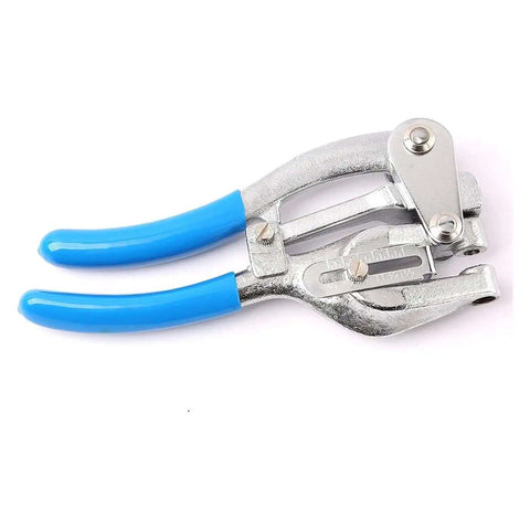 Hand Held Power Punch And Sheet Metal Hole Punch Kit with chrome vanadium steel, blue handles, ideal for DIY metalworking repairs.