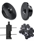 20 Pack 1/8 Inch Level Wheel Black Cable Railing Grommets For Level 1/8 Inch Wire Rope T316 Stainless Steel Protector Sleeves Deck Cable Railing Hardware Kit For Metal Posts CR72 shown in detail with metal post application.