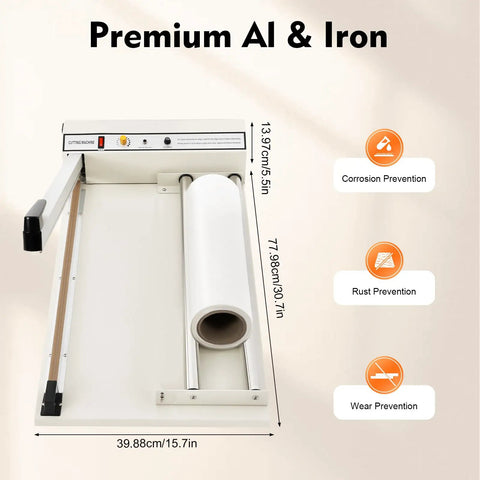 24 Inch I Bar Shrink Wrap Machine With Heat Gun For POF Film Sealing And Cutting, compact design with adjustable thermostat.