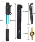 Grab-and-Go Bike Repair Kit With Blue Mini Tire Pump measuring 12.6 inches, 11-In-1 Tool shown with dimensions