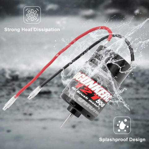 12T 550 Brushed RC Motor For 1 Tenth Scale Traxxas Slash And Other RC Trucks With Beefy Torque Long Armature 3.175mm Shaft