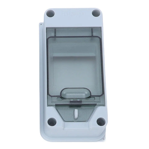 Slick Outdoor Smart Wifi Circuit Breaker With Dead Simple Smartphone App Remote Control And Real Time Monitoring For No Sweat Home Or Industrial Power Management 63A Adjustable Electrical Switch gray enclosure with transparent cover showing interior