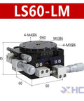 Motorized Rotary Positioning Stage XYR 60mm LS60 LM micrometer fine adjustment trimming platform with measurements visible.