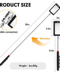 Extendable 12 To 35 Inch Inspection Mirror With 360 Degree Rotating LED Head, telescoping with non-slip grip and shatter-resistant build.