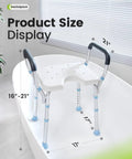 Heavy Duty Adjustable Shower Chair with Arms for Inside Shower 300 lb Capacity Cutout Seat in Bathtub