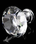 100 Pack Clear Acrylic Cabinet Handles With Zinc Alloy Base 30mm Crystal Drawer Pulls For Kitchen Cabinets And Wardrobes Heavy Duty Furniture Hardware. Close-up of a crystal drawer knob on a black background.