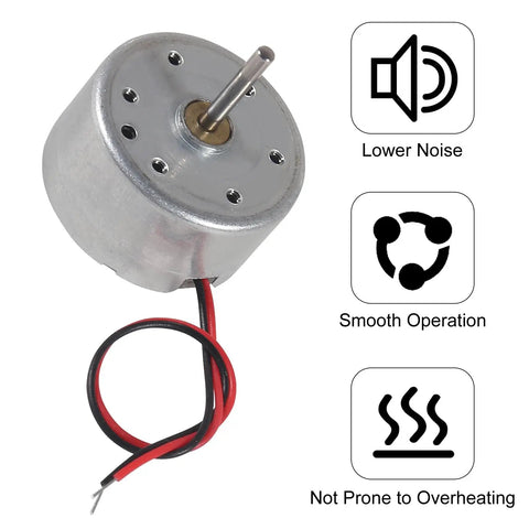 10 Pack Dope Mini DC Motors 3V To 12V For DIY Toys And Electronics Projects with shaft, wires, and benefits icons