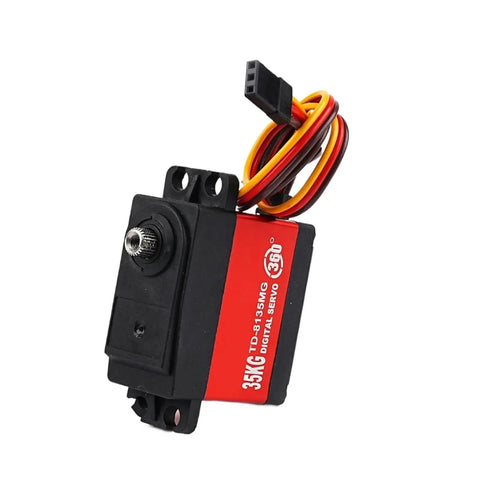 Heavy Duty 35KG High Torque Digital Servo with waterproof coreless motor and metal arm for 360 degree rotation.