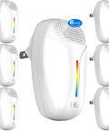 Premium Ultrasonic Indoor Pest Repeller With 3 Mode Switch 6 Pack, white design for home use, chemical-free insect deterrent.