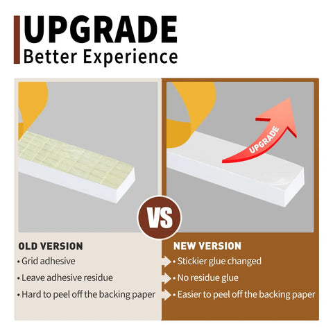 Comparison of old vs new adhesive on White Foam Rubber Seal Tape Self Adhesive Weather Stripping Gap Filler Foam Backer Tape.
