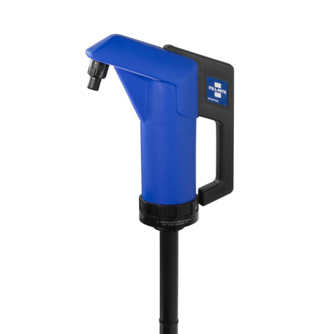 Heavy Duty Hand Operated Diesel Exhaust Fluid Transfer Pump For 55 Gallon Drums Built Tough With Corrosion Resistant Polypropylene side view.